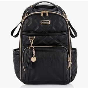 Itzy Ritzy Black and Gold Quilted Diaper Backpack